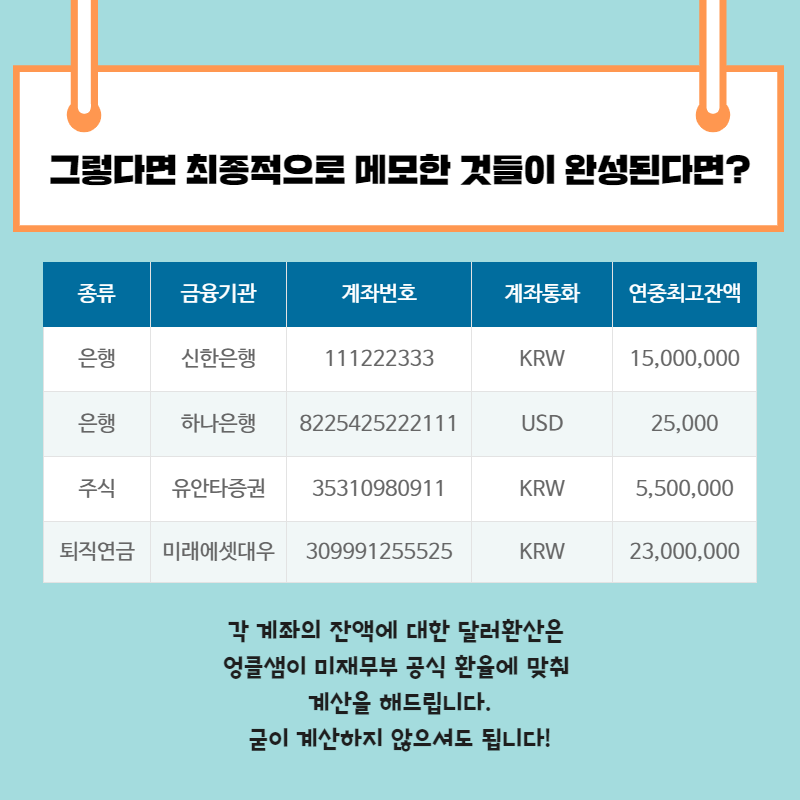 STEP2. 나와 연관된 3가지 소유형태의 해외금융계좌를 메모장에 적는다.
